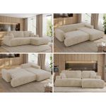 Narożnik - OVO L - strona prawa - kremowy, plusz