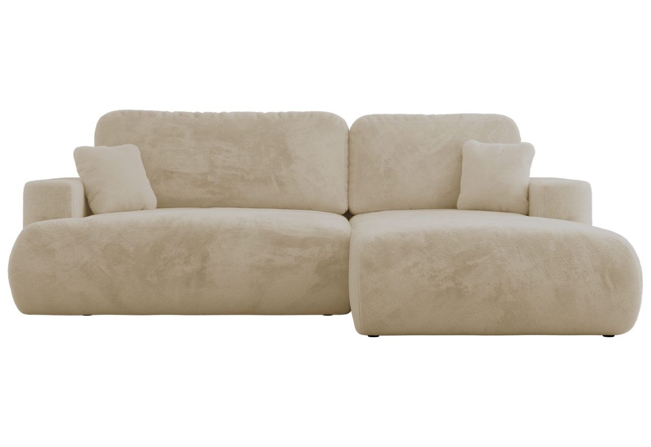 Narożnik - OVO L - strona prawa - kremowy, plusz