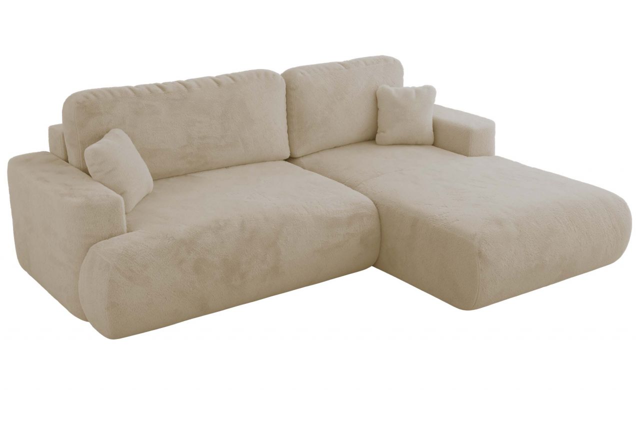 Narożnik - OVO L - strona prawa - kremowy, plusz