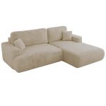 Narożnik - OVO L - strona prawa - kremowy, plusz