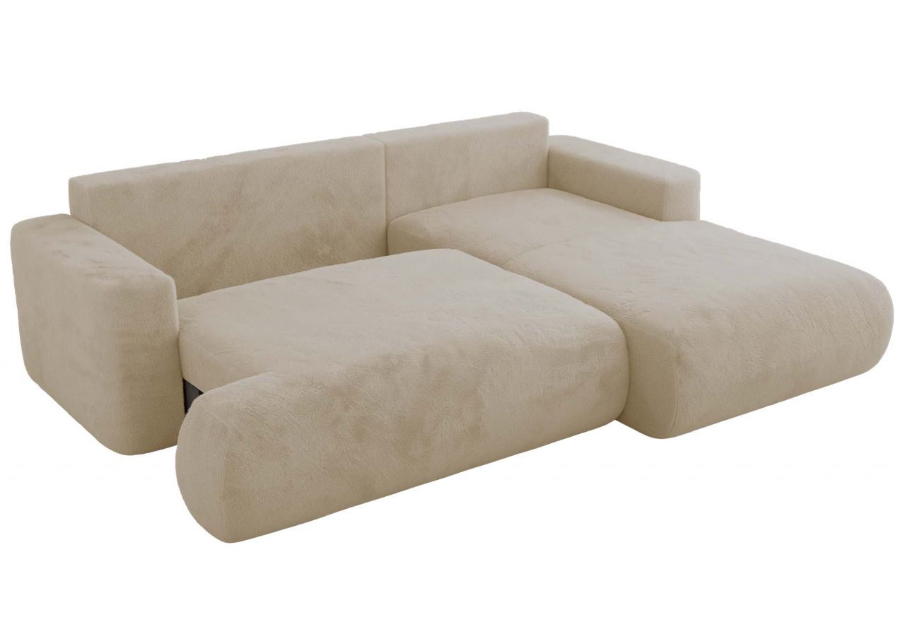 Narożnik - OVO L - strona prawa - kremowy, plusz