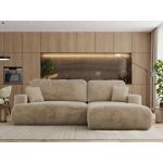 Narożnik - OVO L - strona prawa - beżowy, plusz