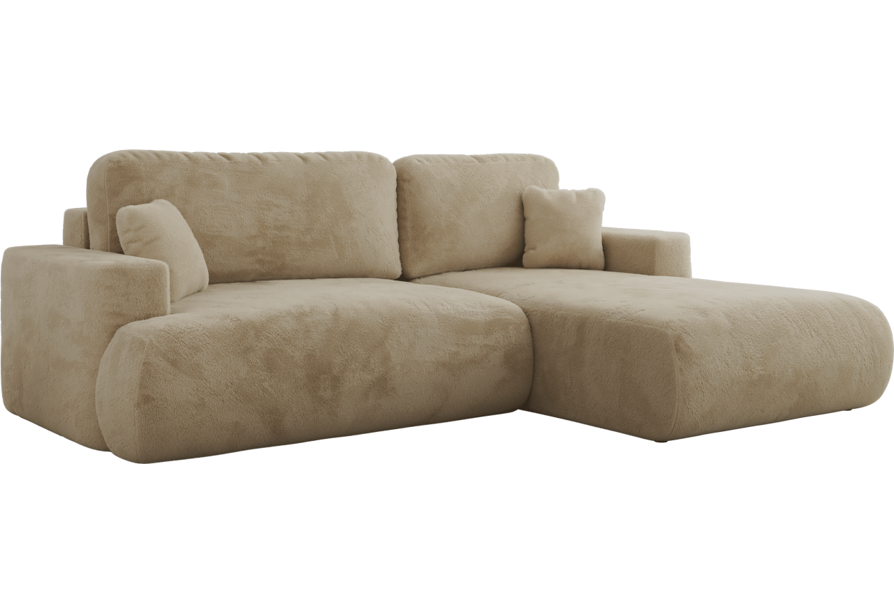 Narożnik - OVO L - strona prawa - beżowy, plusz