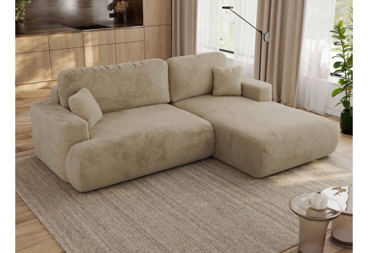 Narożnik - OVO L - strona prawa - beżowy, plusz