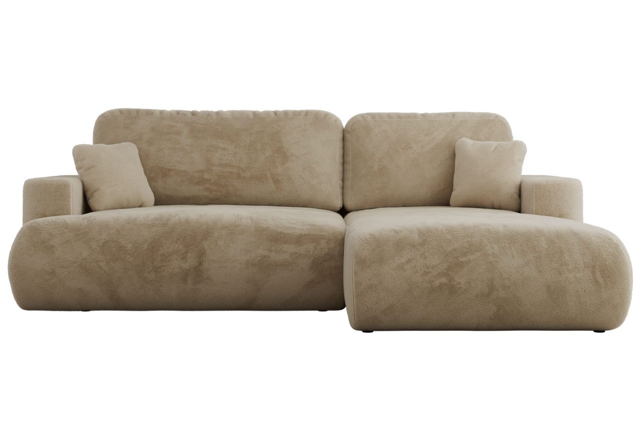 Narożnik - OVO L - strona prawa - beżowy, plusz