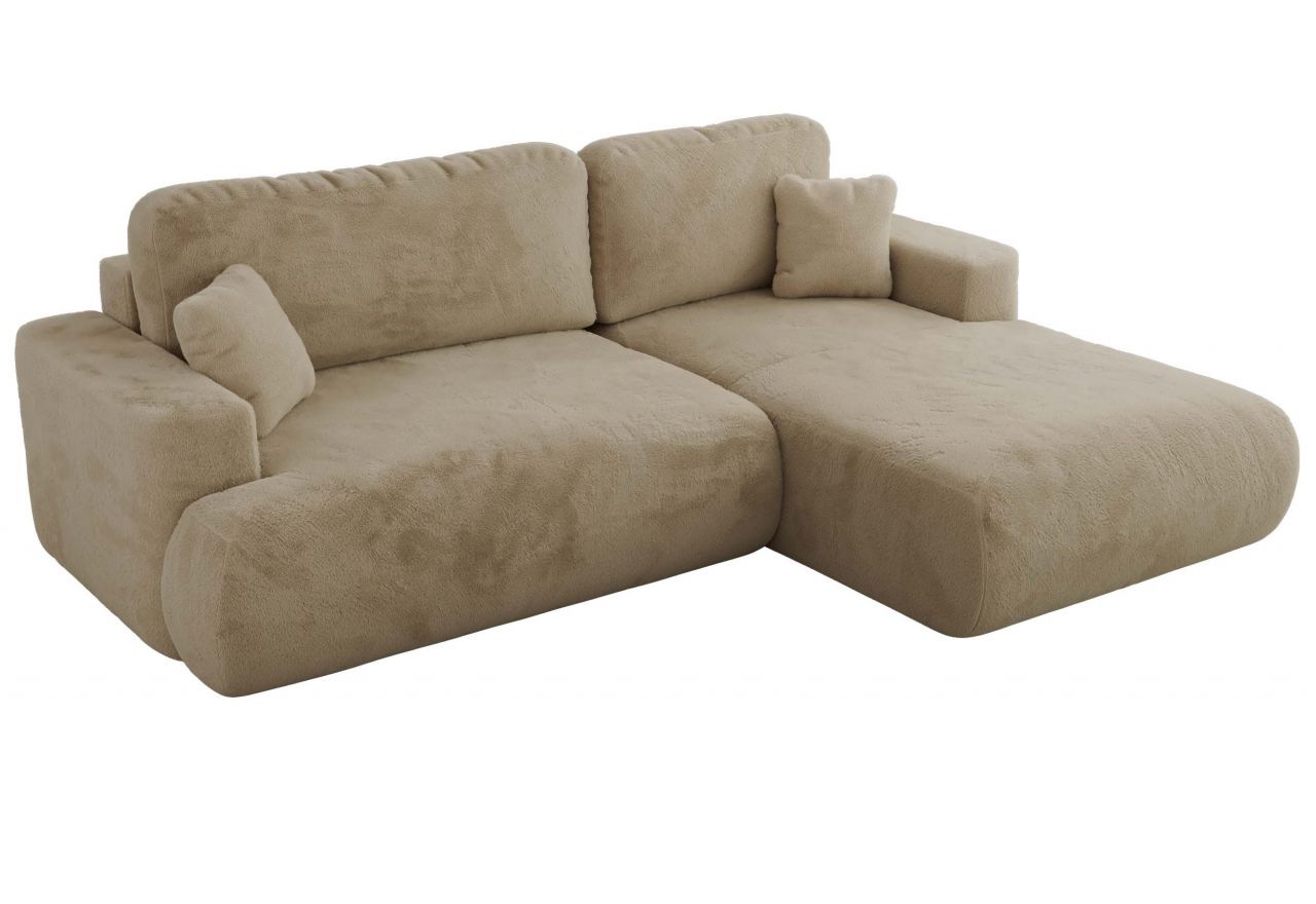 Narożnik - OVO L - strona prawa - beżowy, plusz