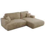 Narożnik - OVO L - strona prawa - beżowy, plusz