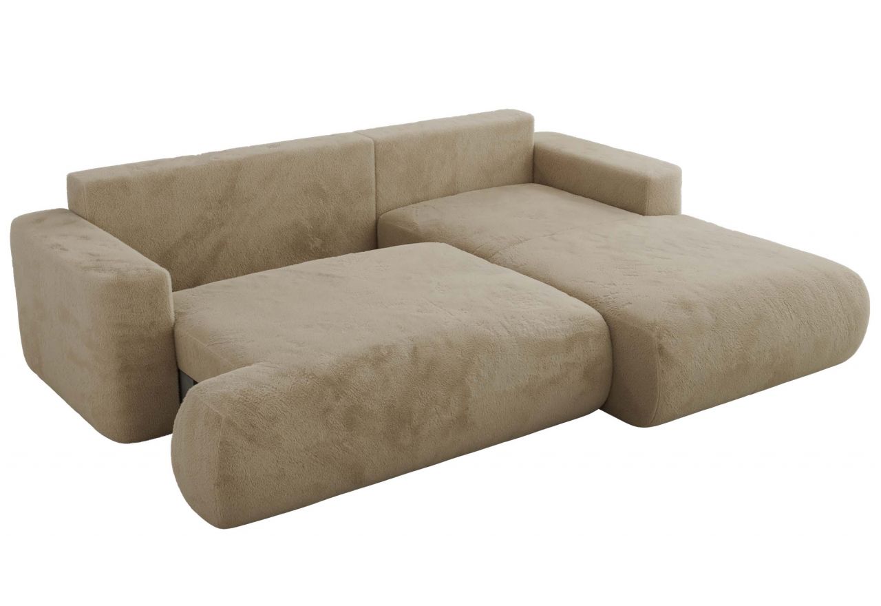 Narożnik - OVO L - strona prawa - beżowy, plusz