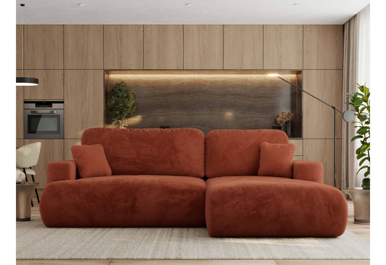 Narożnik - OVO L - strona prawa - pomarańczowy, plusz