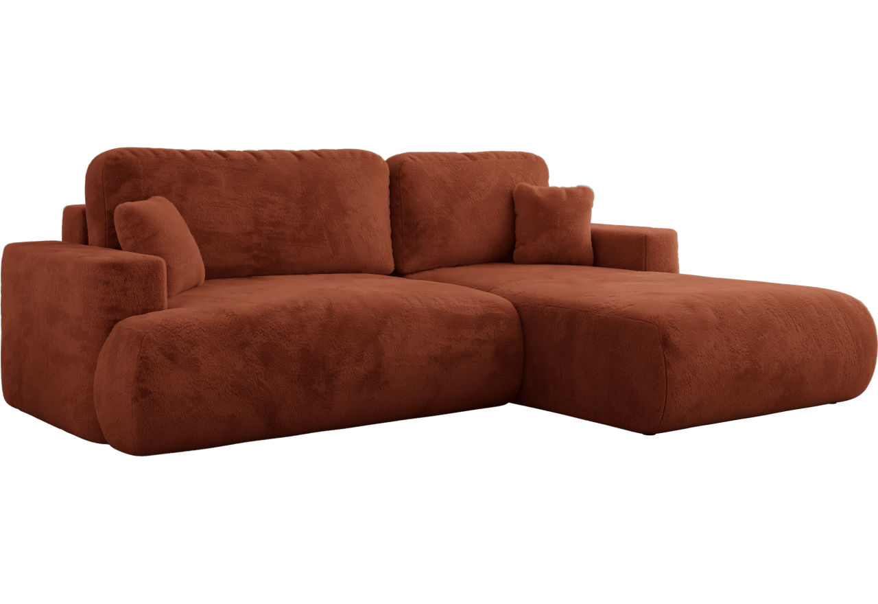 Narożnik - OVO L - strona prawa - pomarańczowy, plusz