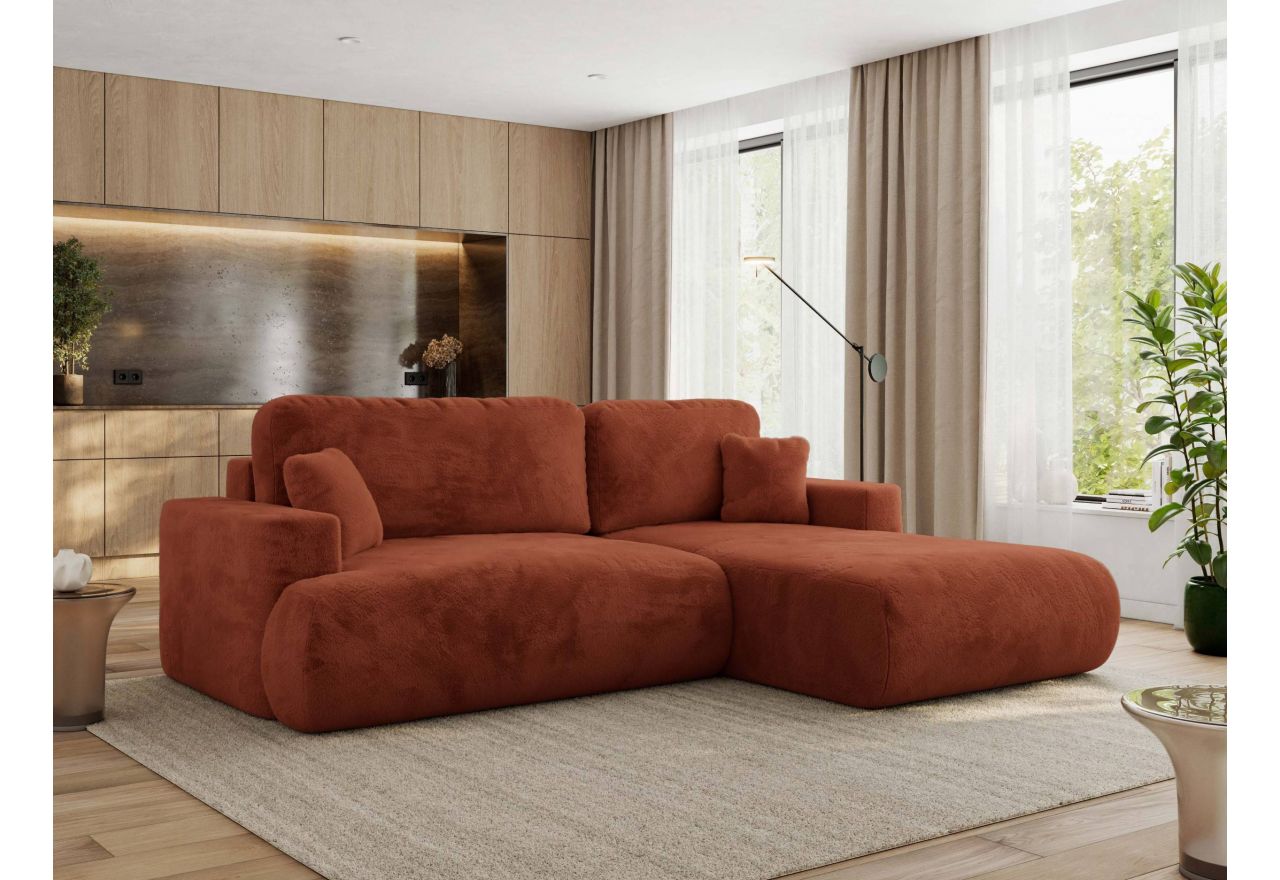 Narożnik - OVO L - strona prawa - pomarańczowy, plusz