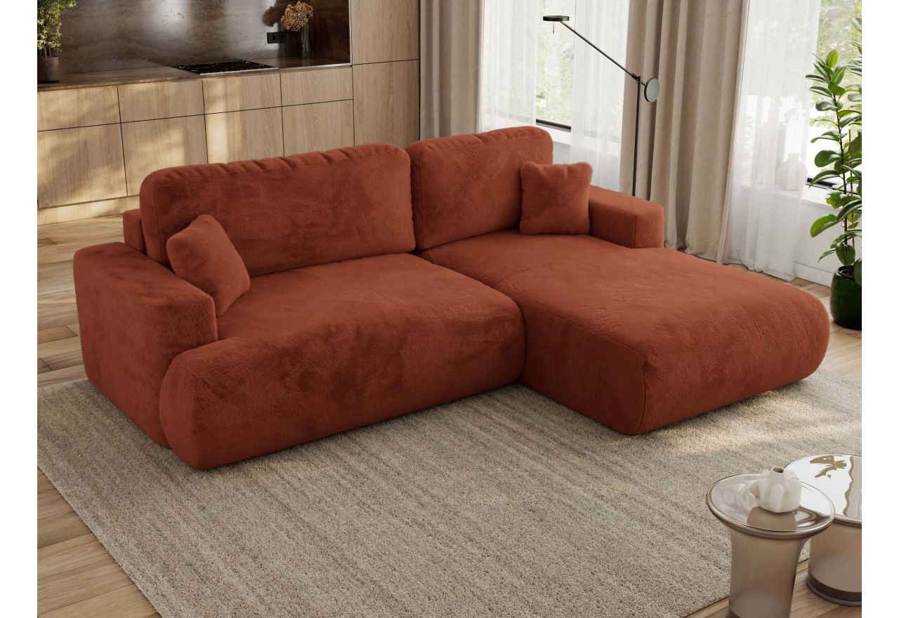 Narożnik - OVO L - strona prawa - pomarańczowy, plusz