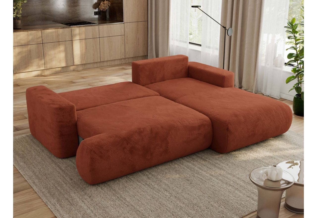 Narożnik - OVO L - strona prawa - pomarańczowy, plusz