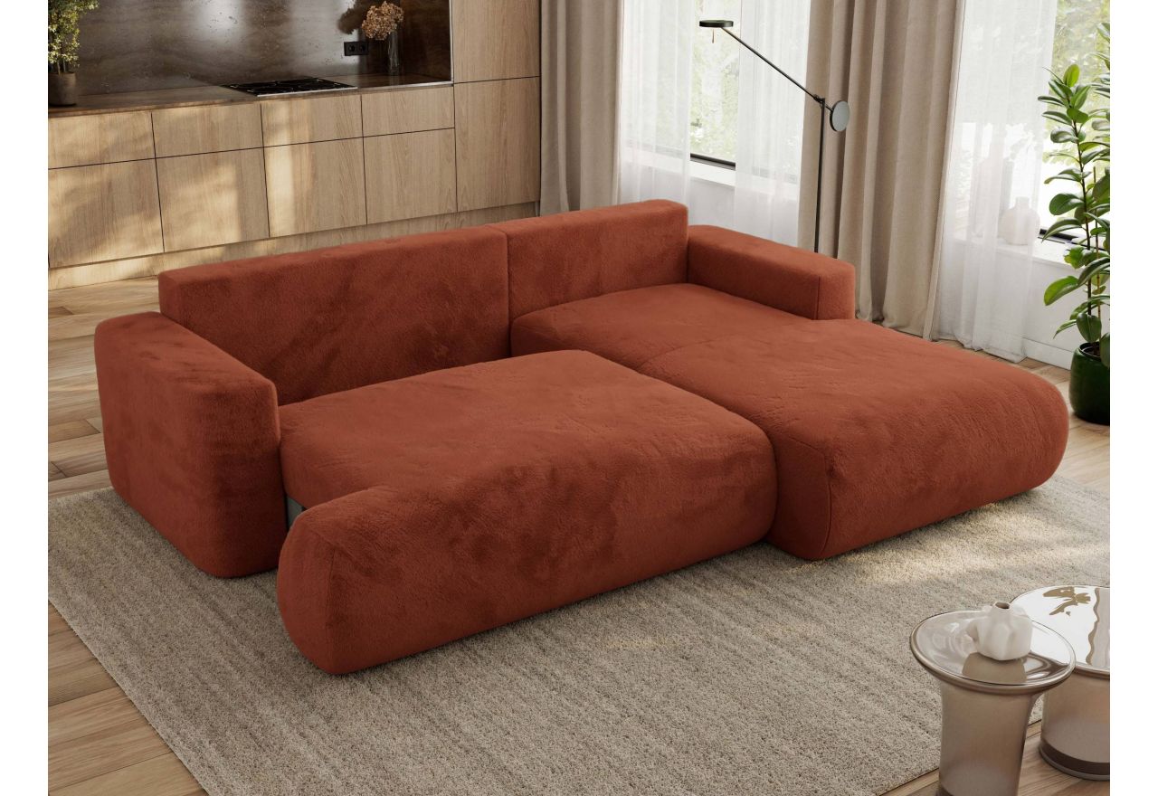 Narożnik - OVO L - strona prawa - pomarańczowy, plusz