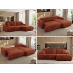 Narożnik - OVO L - strona prawa - pomarańczowy, plusz