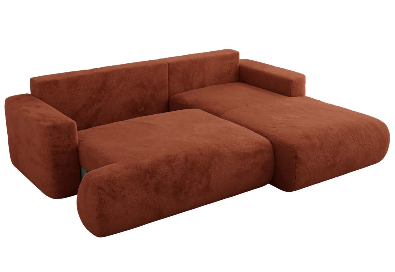 Narożnik - OVO L - strona prawa - pomarańczowy, plusz