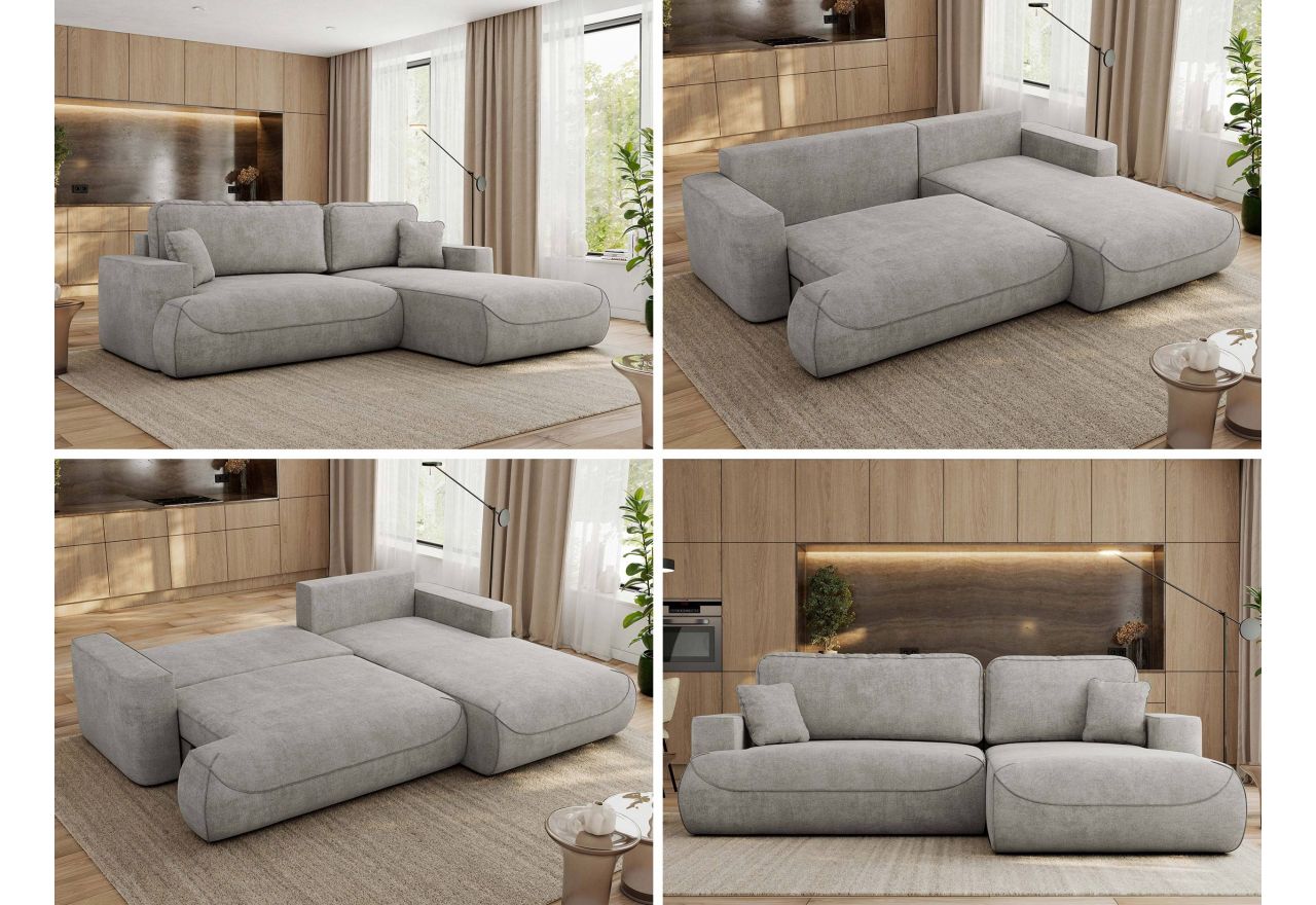 Narożnik - OVO L - strona prawa - jasnoszary, struktura