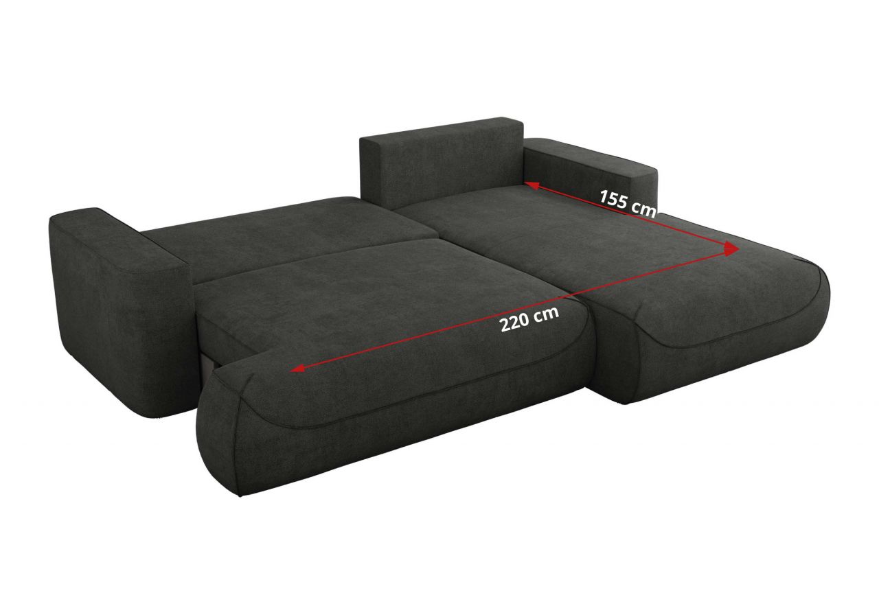 Narożnik - OVO L - strona prawa - ciemnoszary, struktura