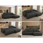 Narożnik - OVO L - strona prawa - ciemnoszary, struktura