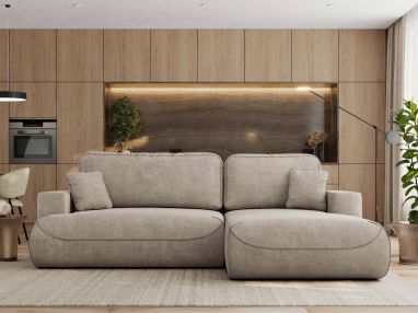 Narożnik - OVO L - strona prawa - beżowy, struktura