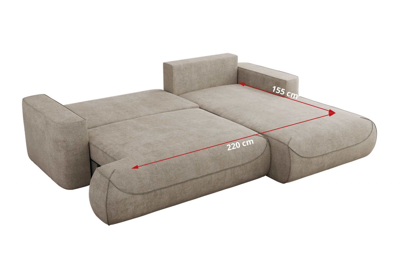 Narożnik - OVO L - strona prawa - beżowy, struktura