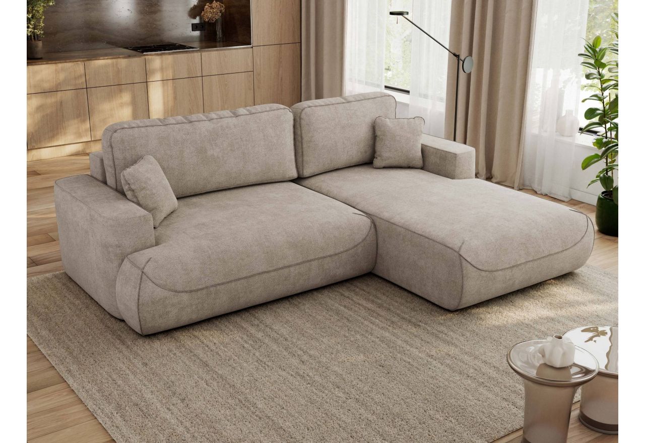 Narożnik - OVO L - strona prawa - beżowy, struktura