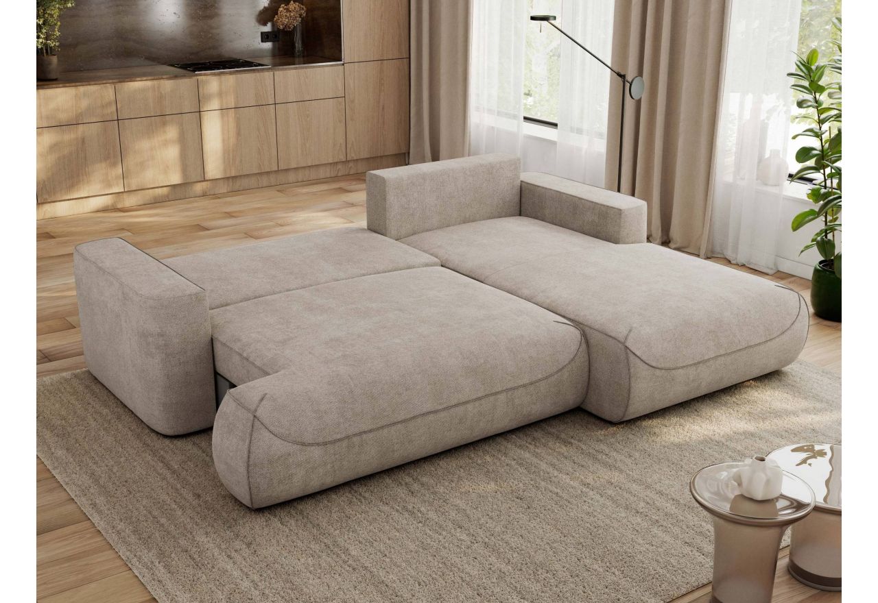 Narożnik - OVO L - strona prawa - beżowy, struktura