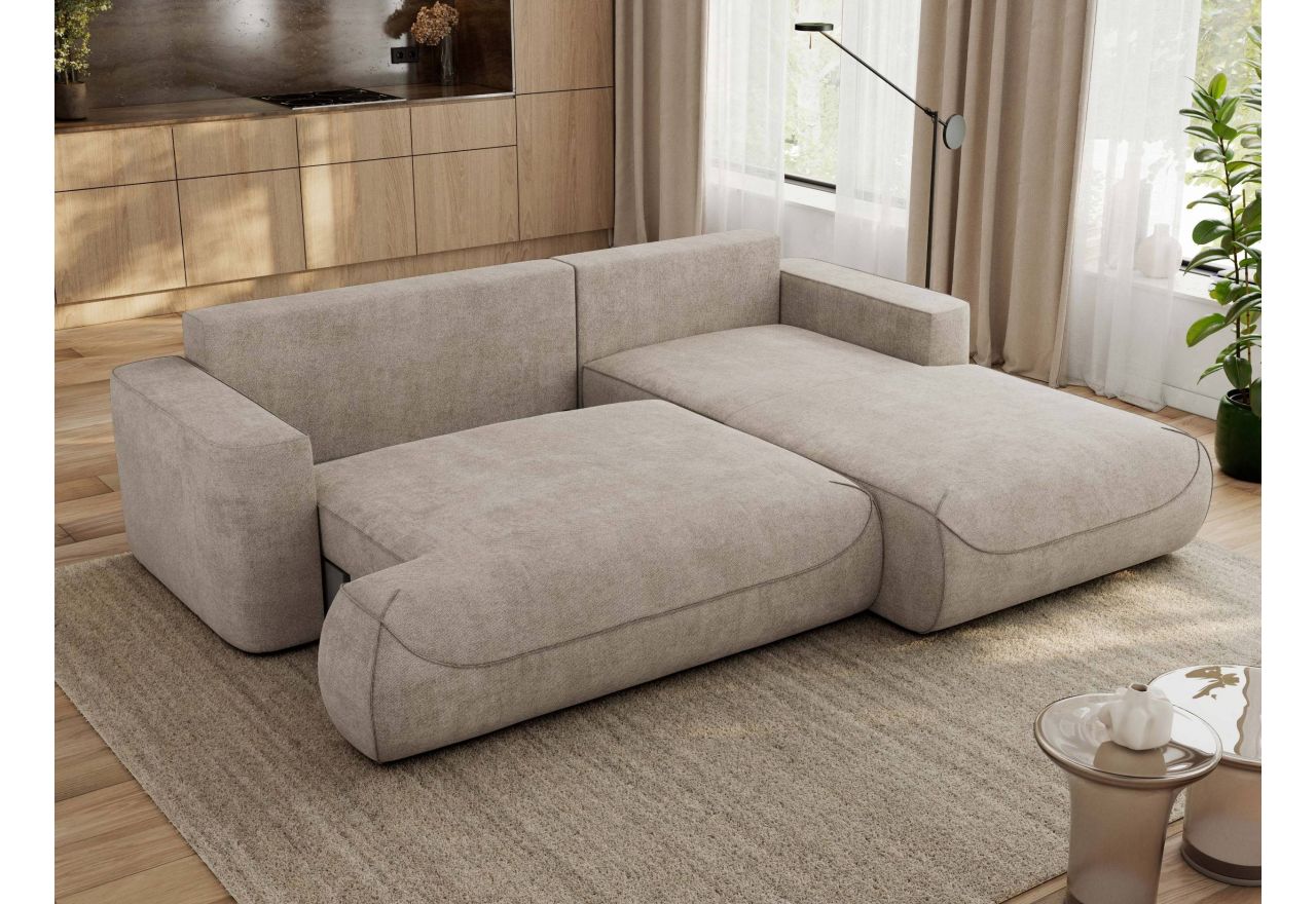 Narożnik - OVO L - strona prawa - beżowy, struktura