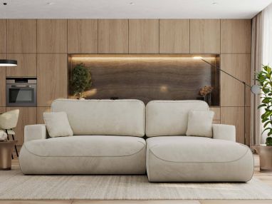 Narożnik - OVO L - strona prawa - beżowy, welwet