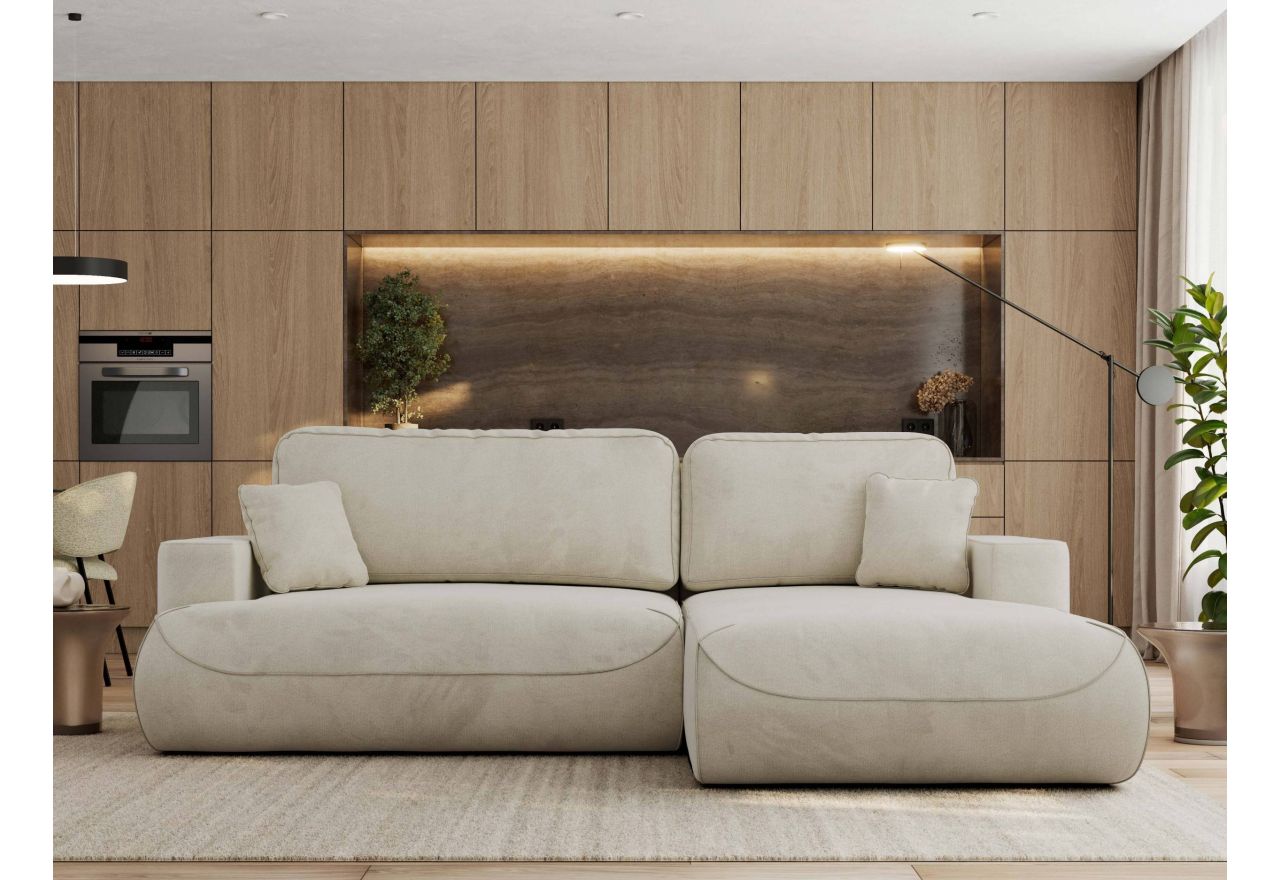 Narożnik - OVO L - strona prawa - beżowy, welwet