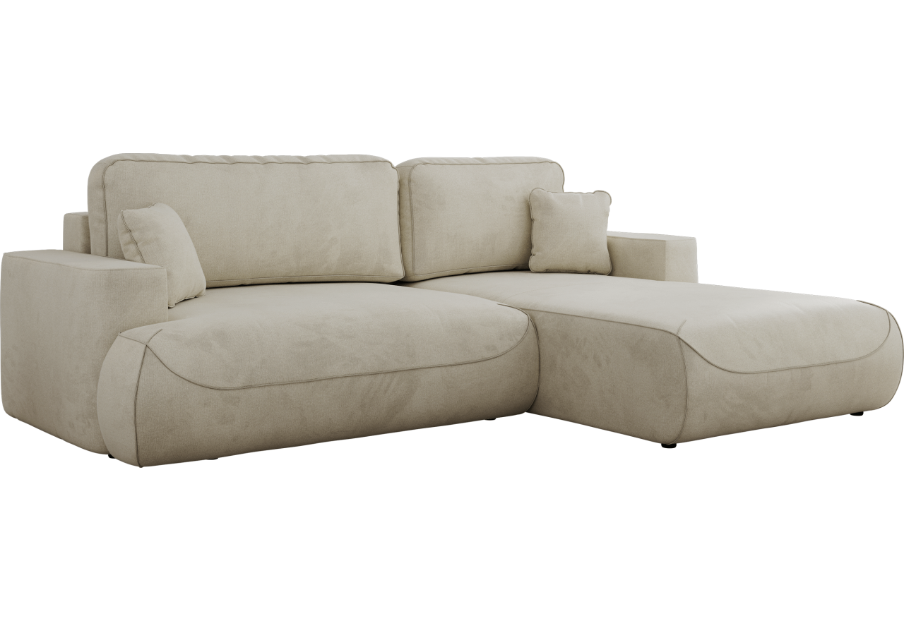 Narożnik - OVO L - strona prawa - beżowy, welwet