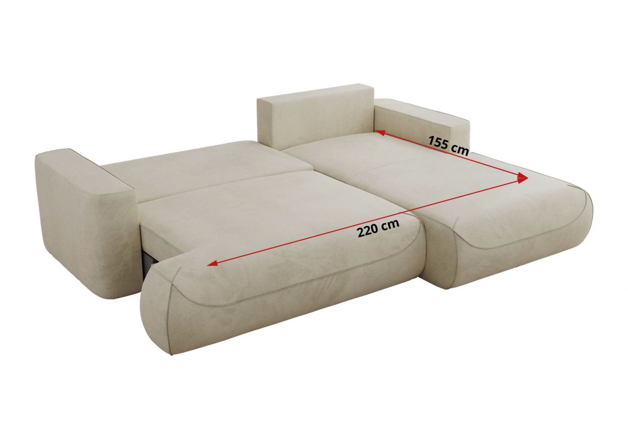 Narożnik - OVO L - strona prawa - beżowy, welwet