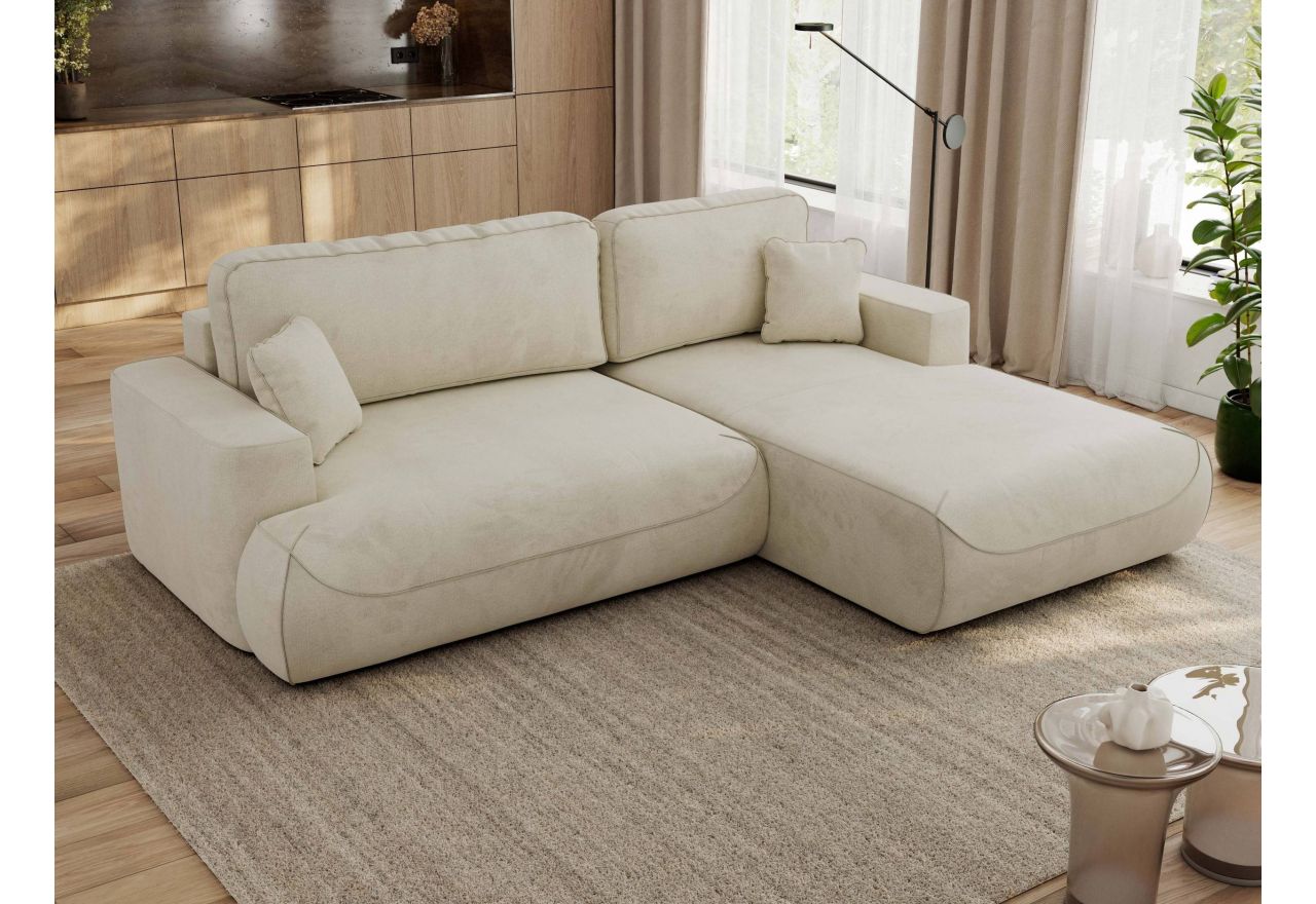 Narożnik - OVO L - strona prawa - beżowy, welwet