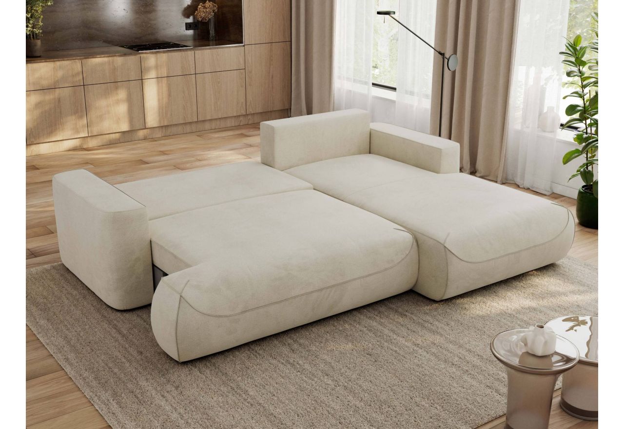 Narożnik - OVO L - strona prawa - beżowy, welwet