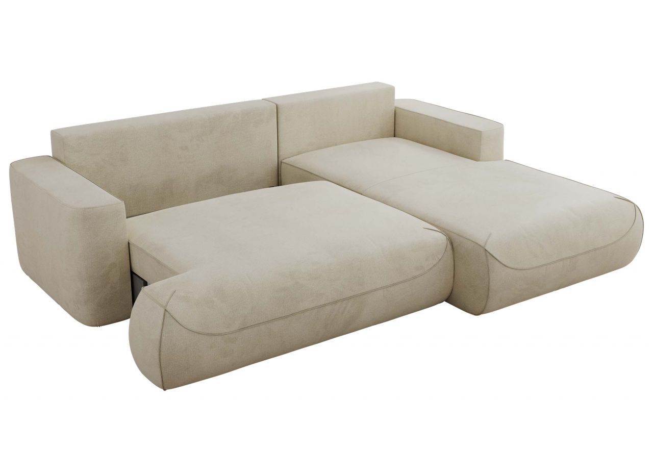 Narożnik - OVO L - strona prawa - beżowy, welwet