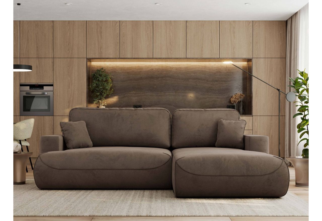 Narożnik - OVO L - strona prawa - brązowy, welwet