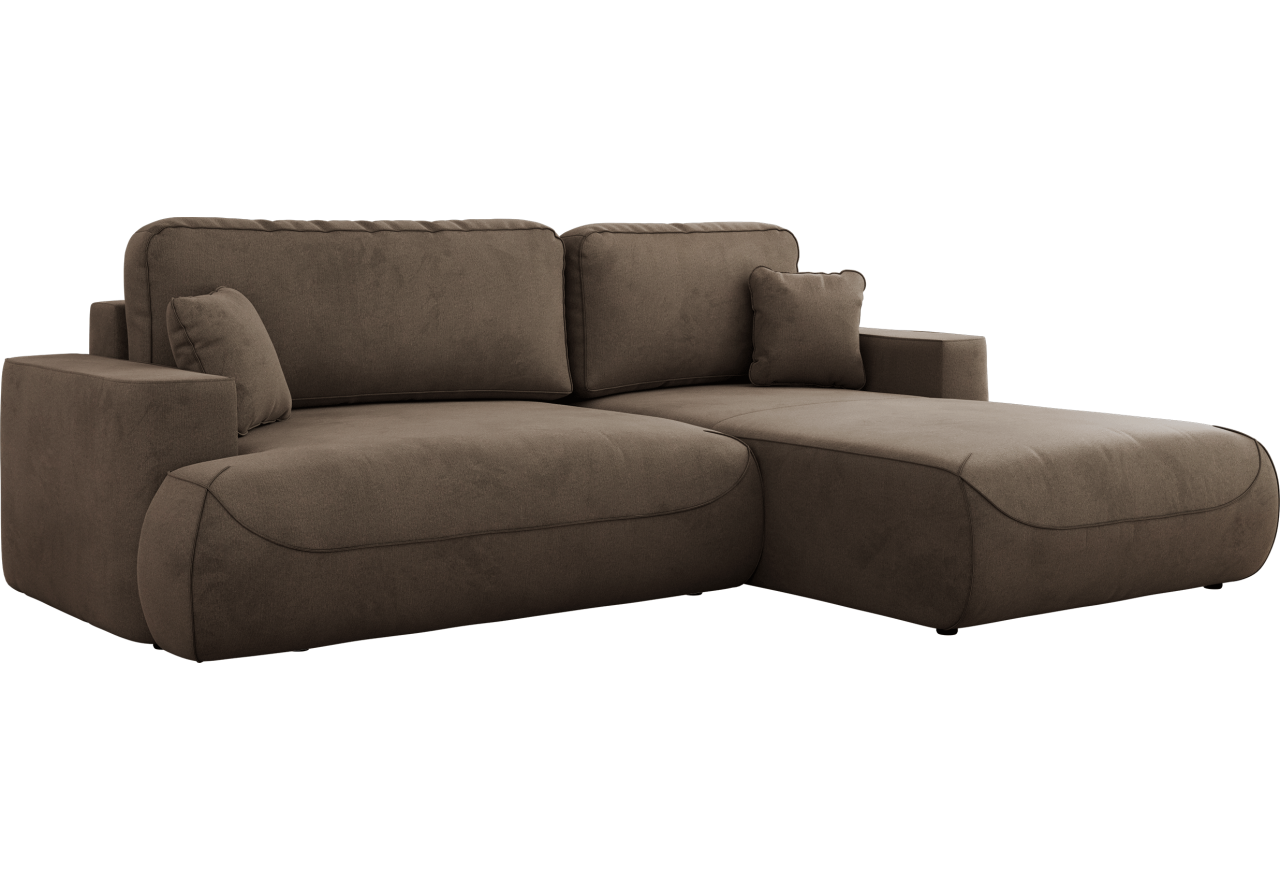 Narożnik - OVO L - strona prawa - brązowy, welwet