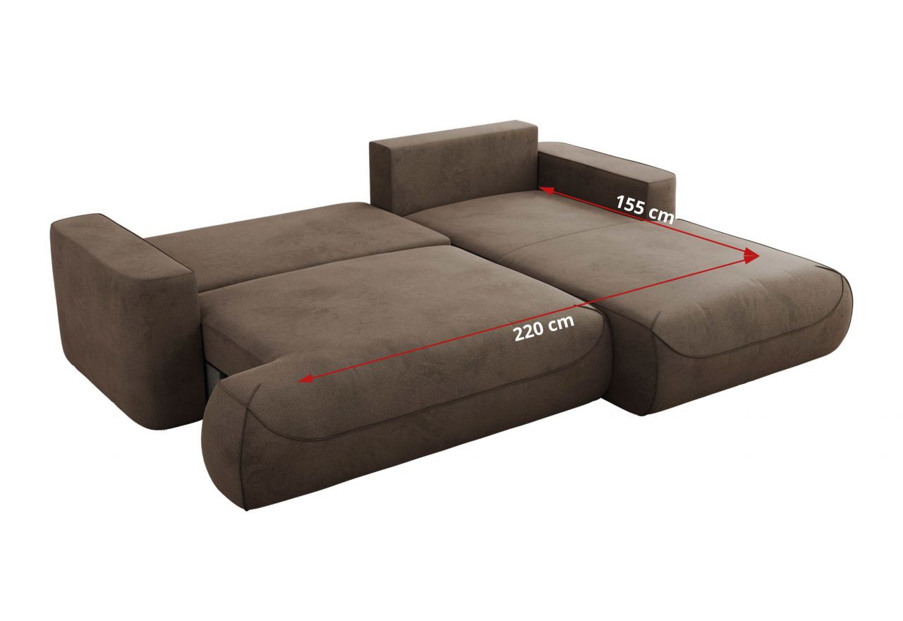 Narożnik - OVO L - strona prawa - brązowy, welwet