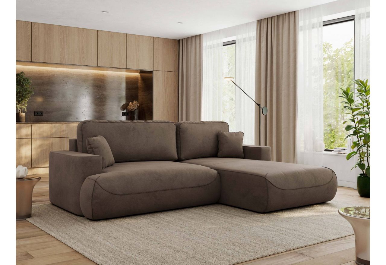 Narożnik - OVO L - strona prawa - brązowy, welwet