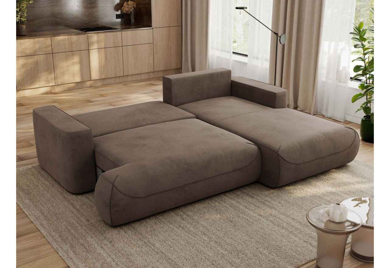 Narożnik - OVO L - strona prawa - brązowy, welwet