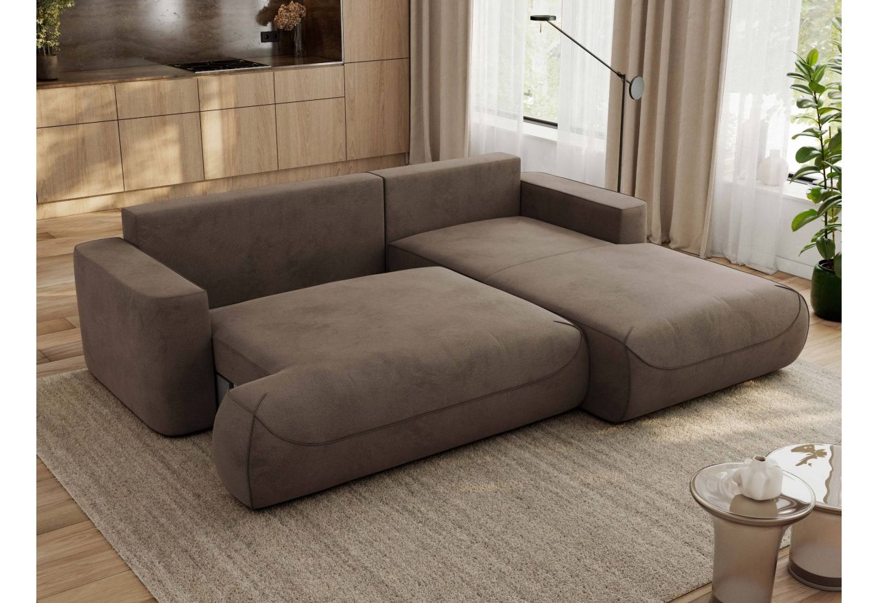 Narożnik - OVO L - strona prawa - brązowy, welwet