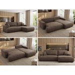 Narożnik - OVO L - strona prawa - brązowy, welwet