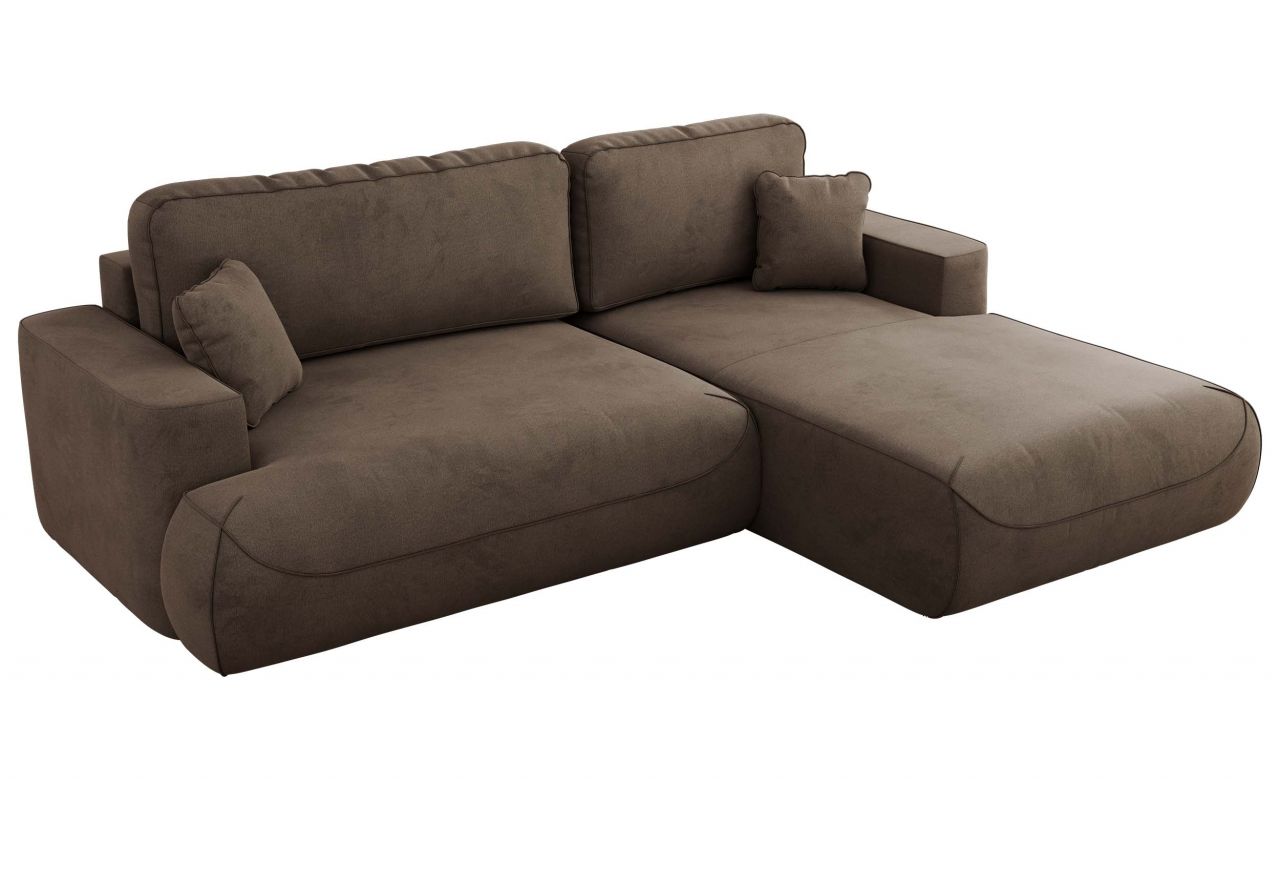 Narożnik - OVO L - strona prawa - brązowy, welwet