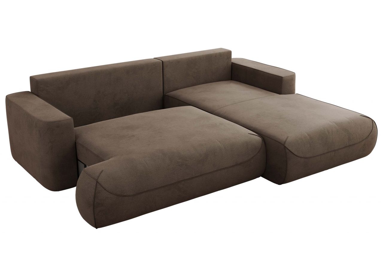 Narożnik - OVO L - strona prawa - brązowy, welwet