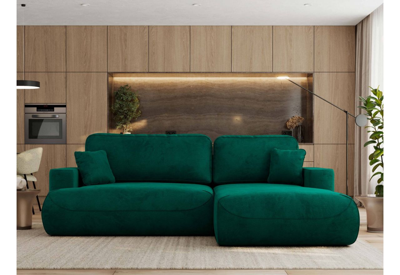 Narożnik - OVO L - strona prawa - ciemnozielony, welwet