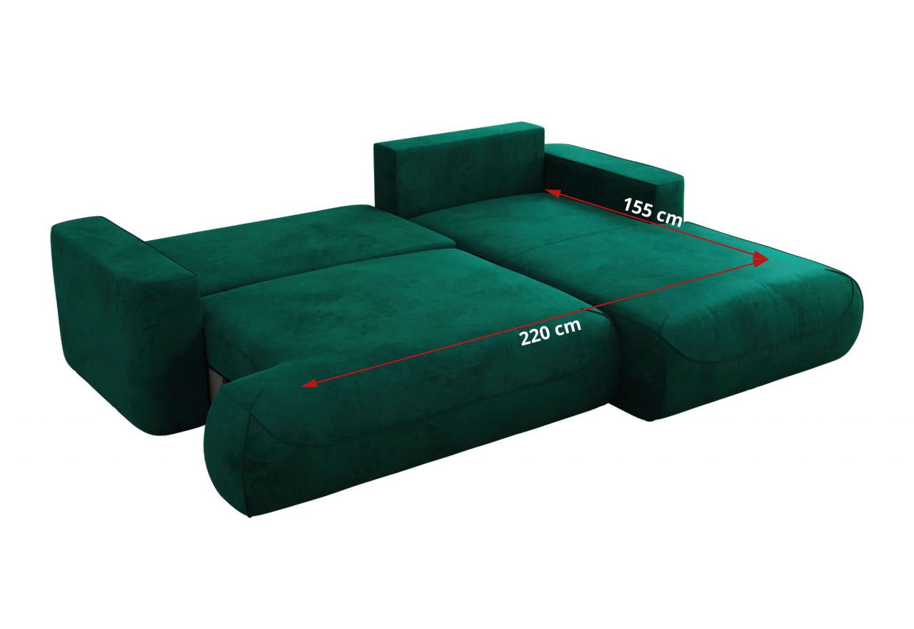 Narożnik - OVO L - strona prawa - ciemnozielony, welwet