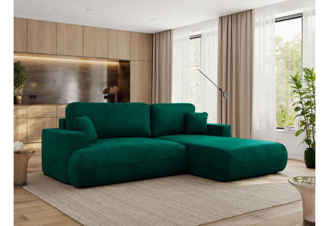 Narożnik - OVO L - strona prawa - ciemnozielony, welwet