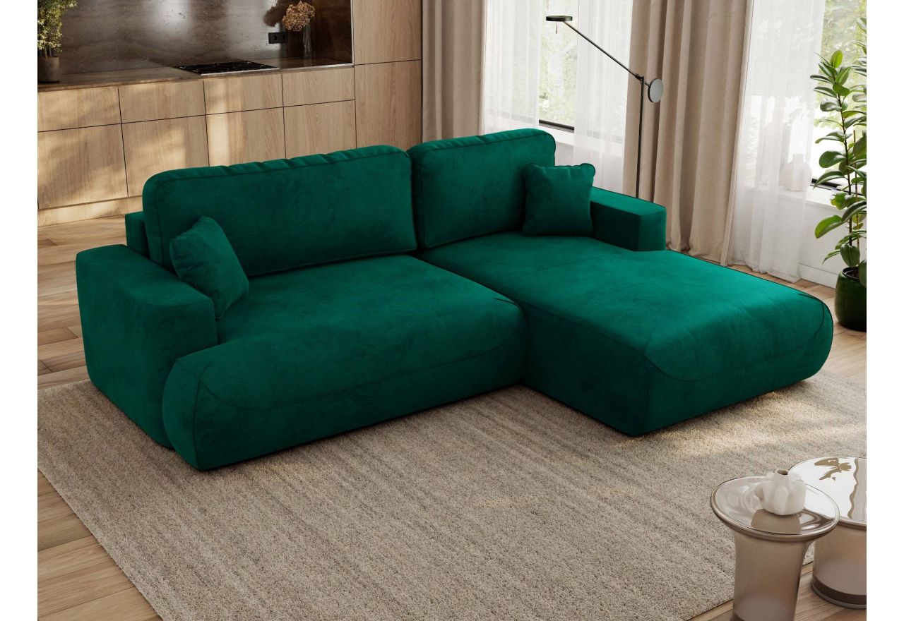 Narożnik - OVO L - strona prawa - ciemnozielony, welwet