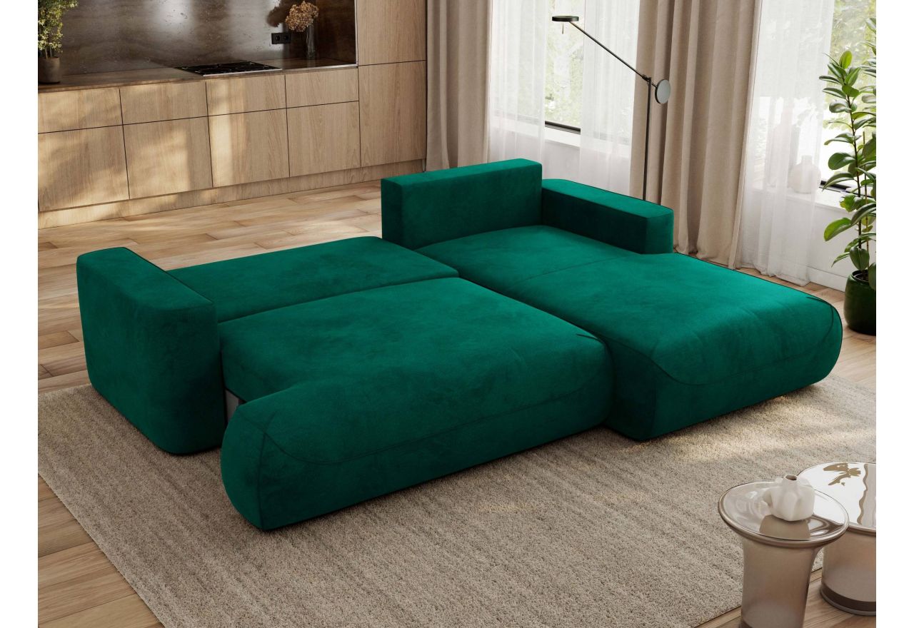 Narożnik - OVO L - strona prawa - ciemnozielony, welwet