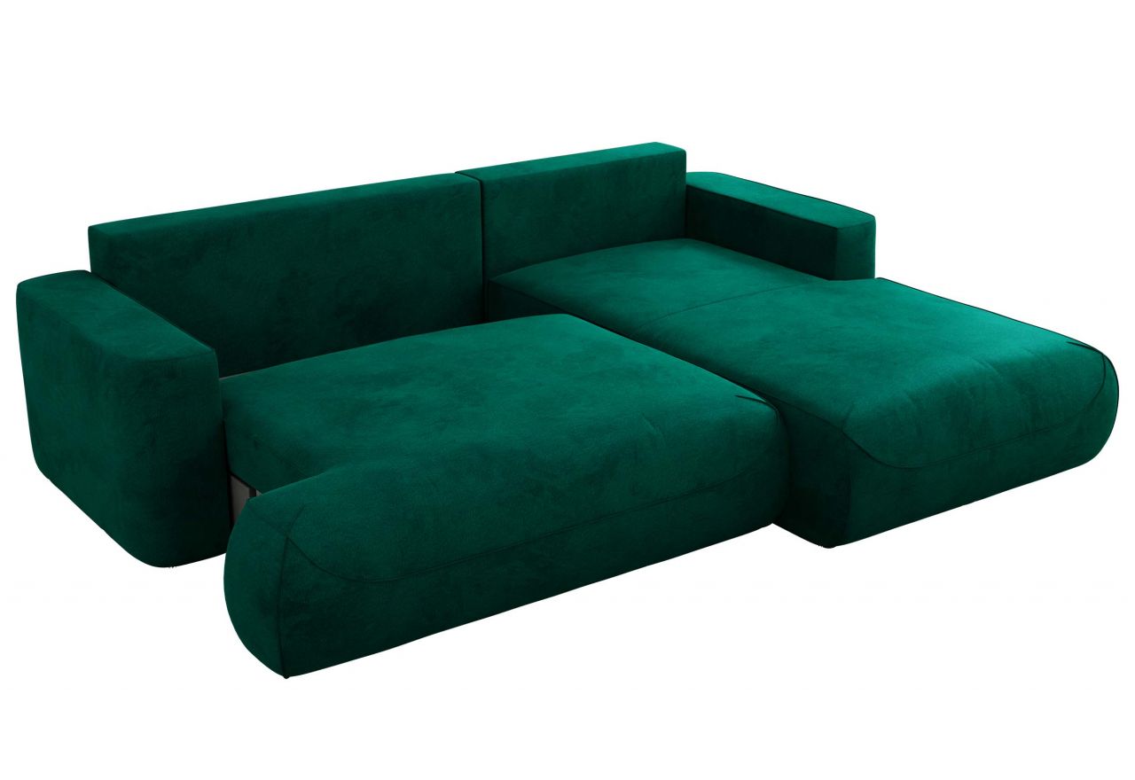 Narożnik - OVO L - strona prawa - ciemnozielony, welwet